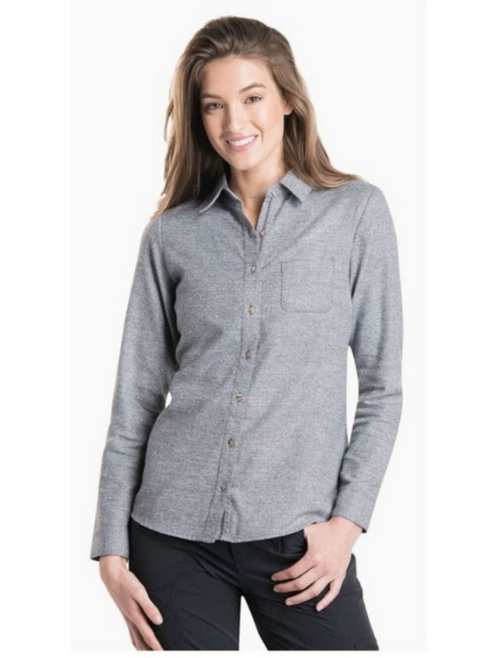 Kuhl Kamila Gray Flannel Button Down Shirt L